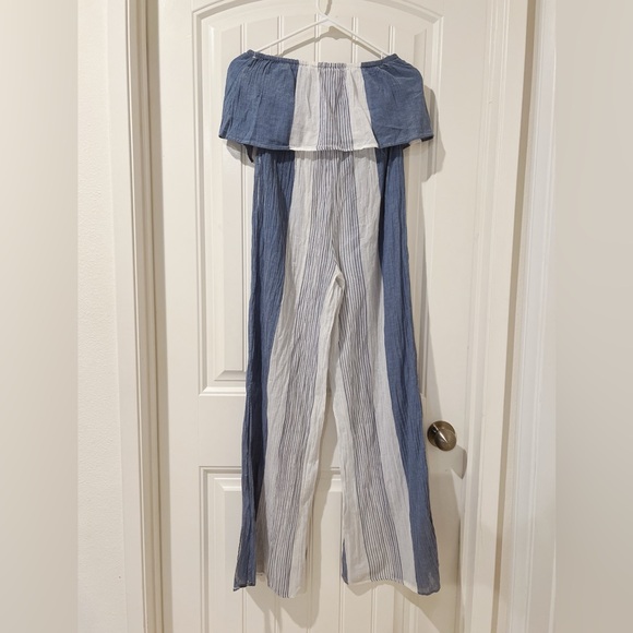 ELAN Strapless slit Wide-Leg stripe cover-up Jumpsuit - Picture 2 of 13